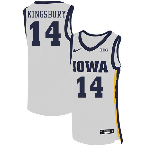 Men #14 Carter Kingsbury Iowa Hawkeyes College Basketball Jerseys Sale-White